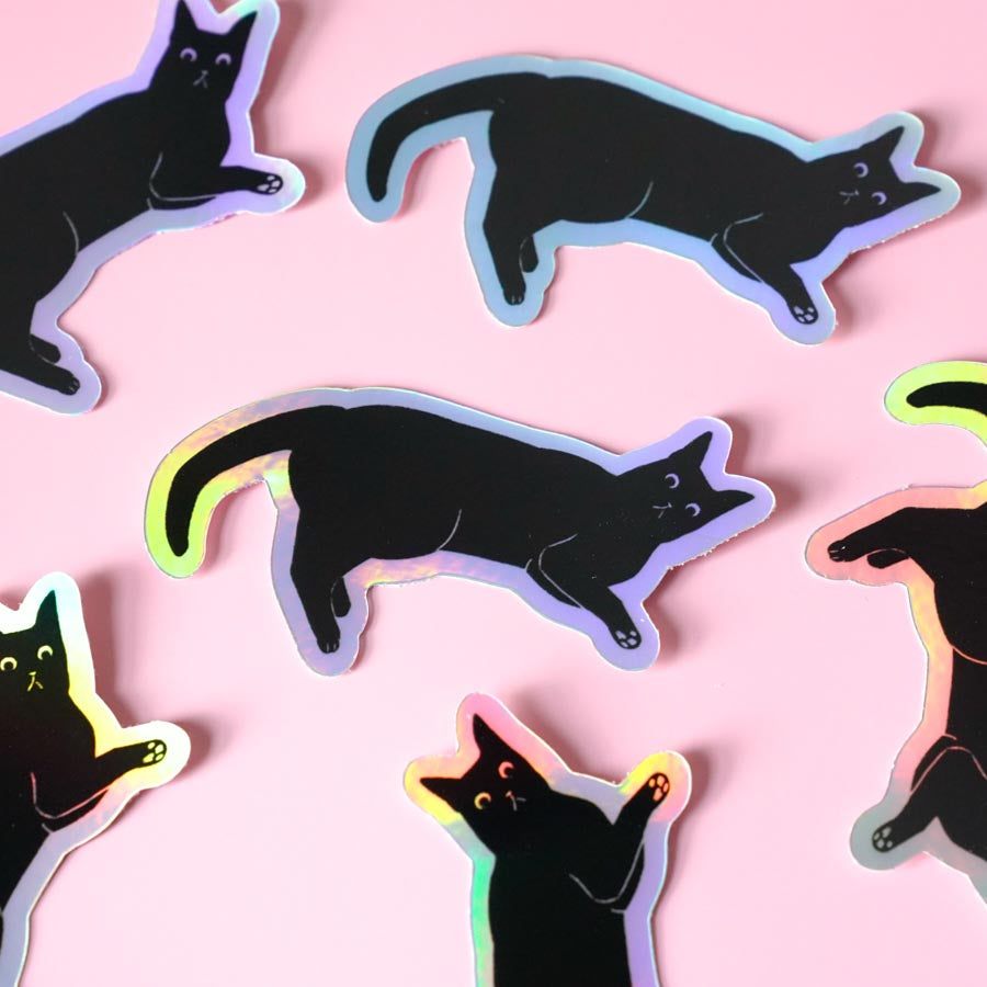 A few black cat holographic sticker