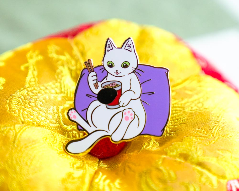 Cozy Cup Noodle Cat Hard Enamel Pin
