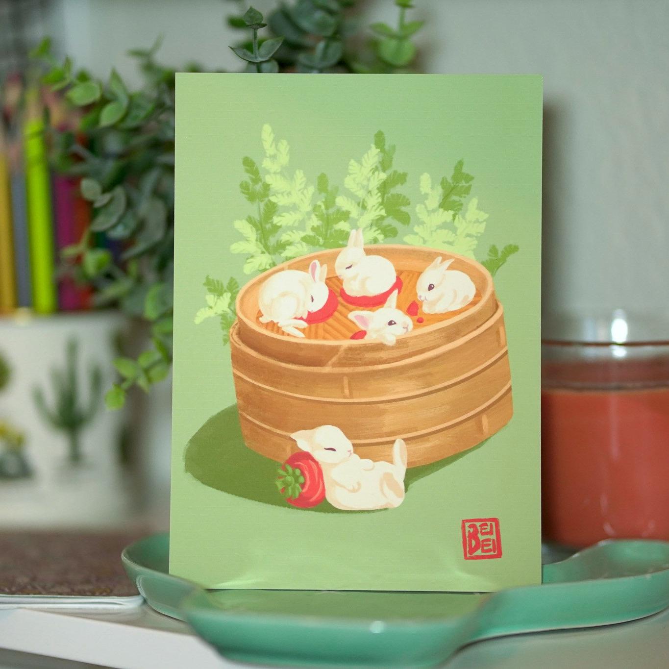 Cute Bunny Dumpling Print