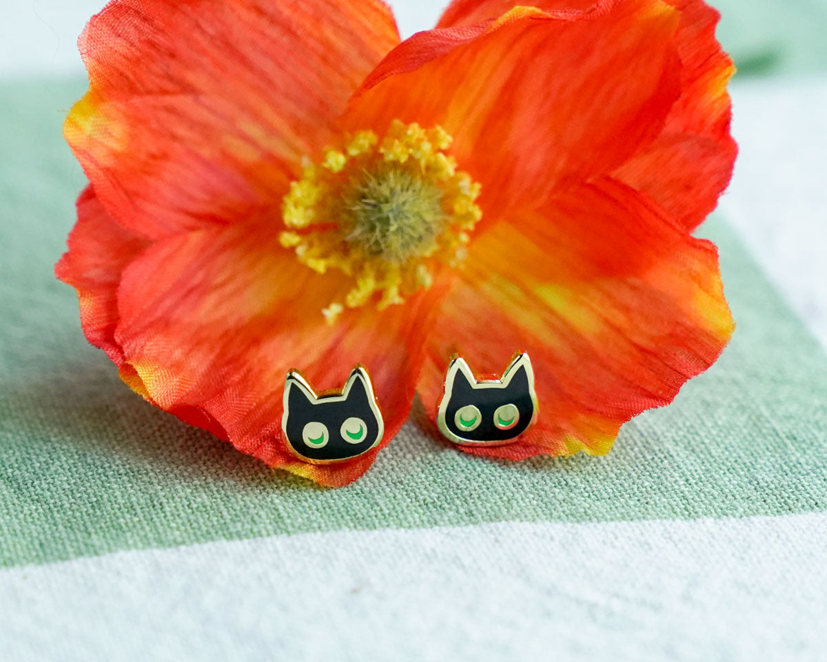 Black Cat Stud Earrings