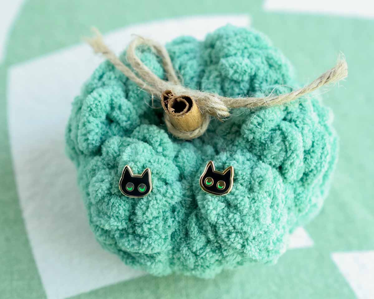 Black Cat Stud Earrings