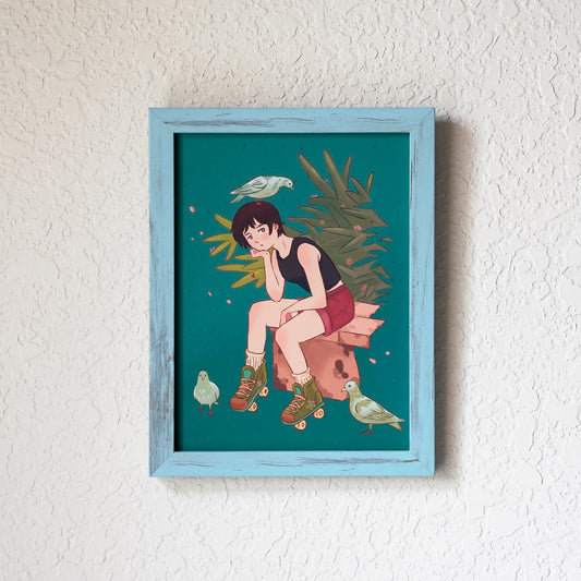 Roller Skating Girl Art Print (6x8)