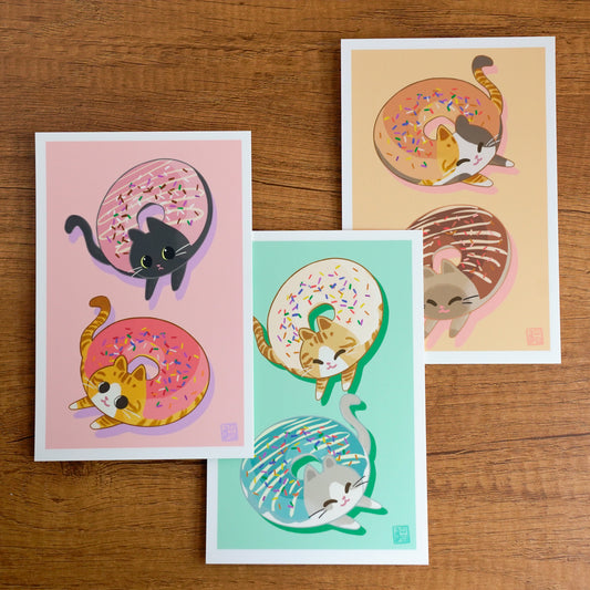 Donut Cat Postcard/Mini Print