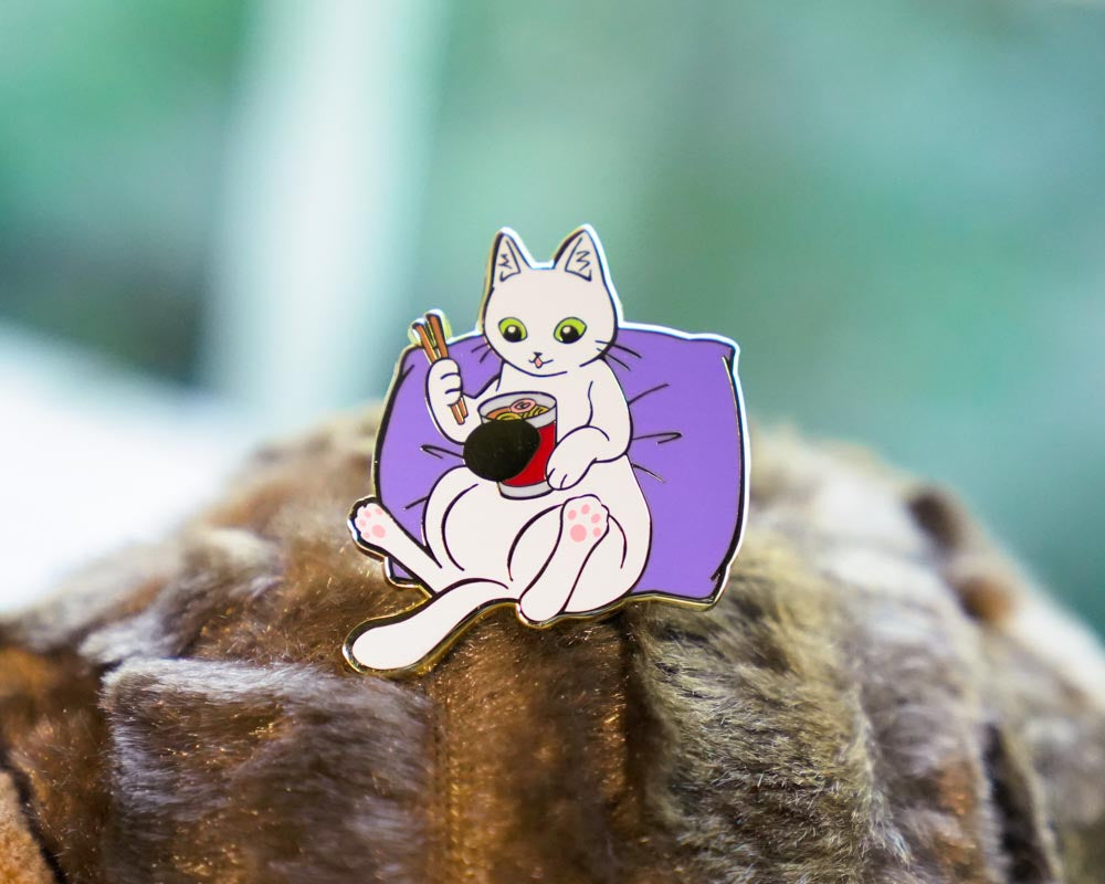 Cozy Cup Noodle Cat Hard Enamel Pin
