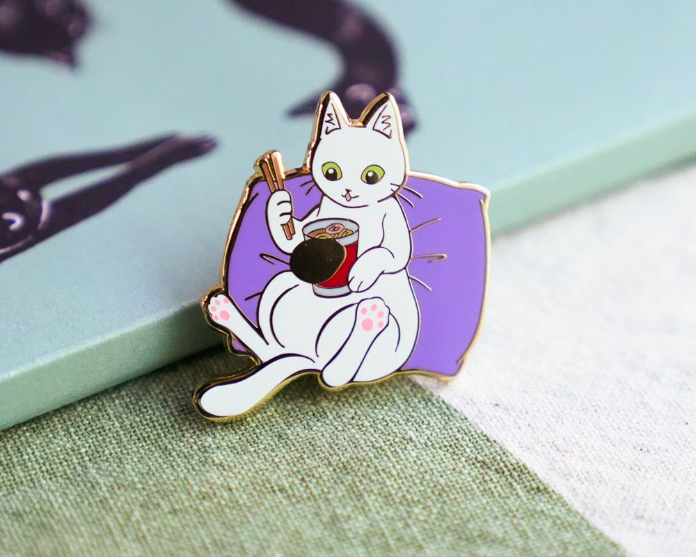 Cozy Cup Noodle Cat Hard Enamel Pin