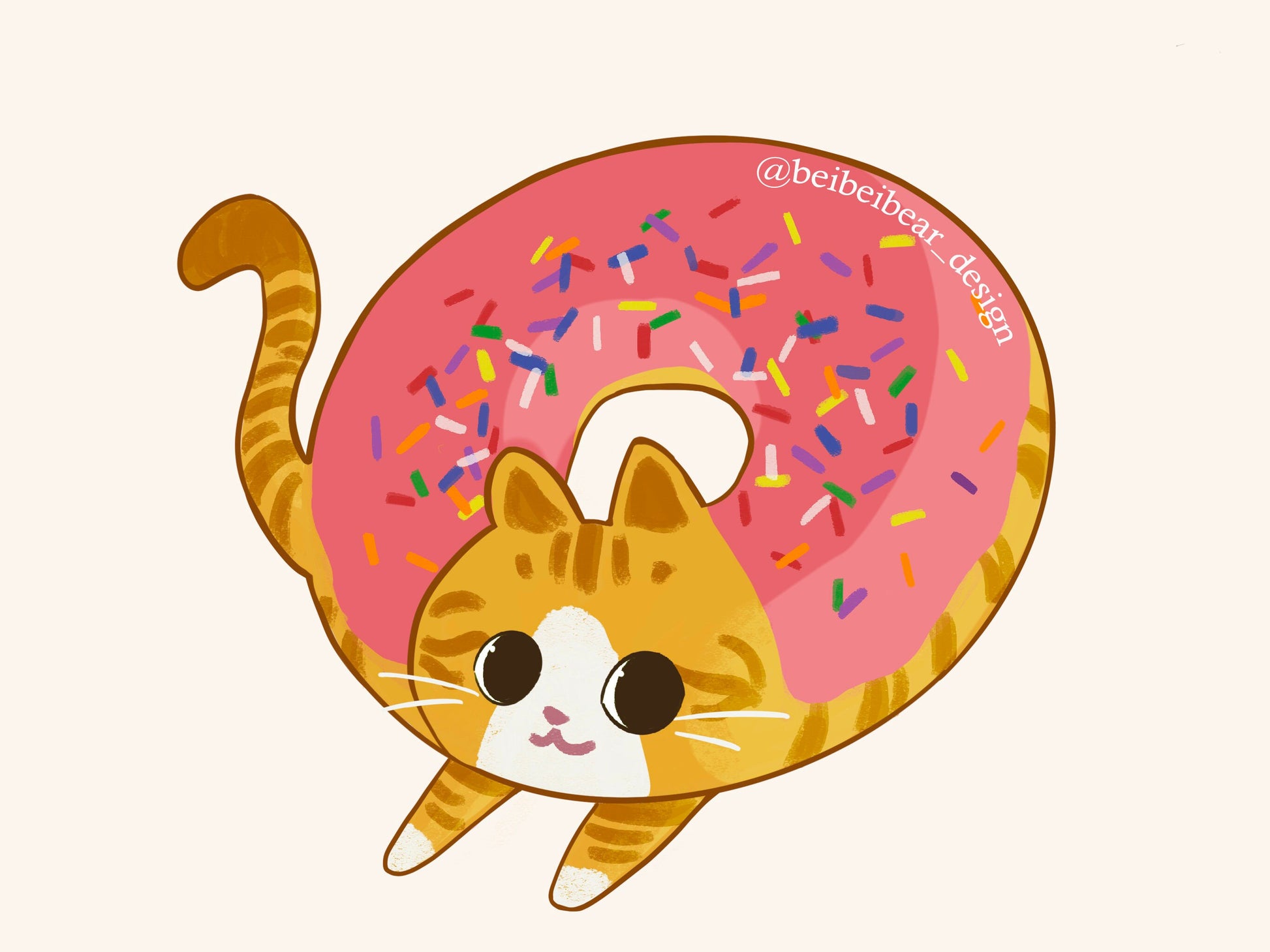 Donut Cat Keychain, Cute Cat Keychain, Orange Cat Charm, Donut Keychain, Cute Keychain, Funny Cat, Cute Gift, Cat Lover Gift