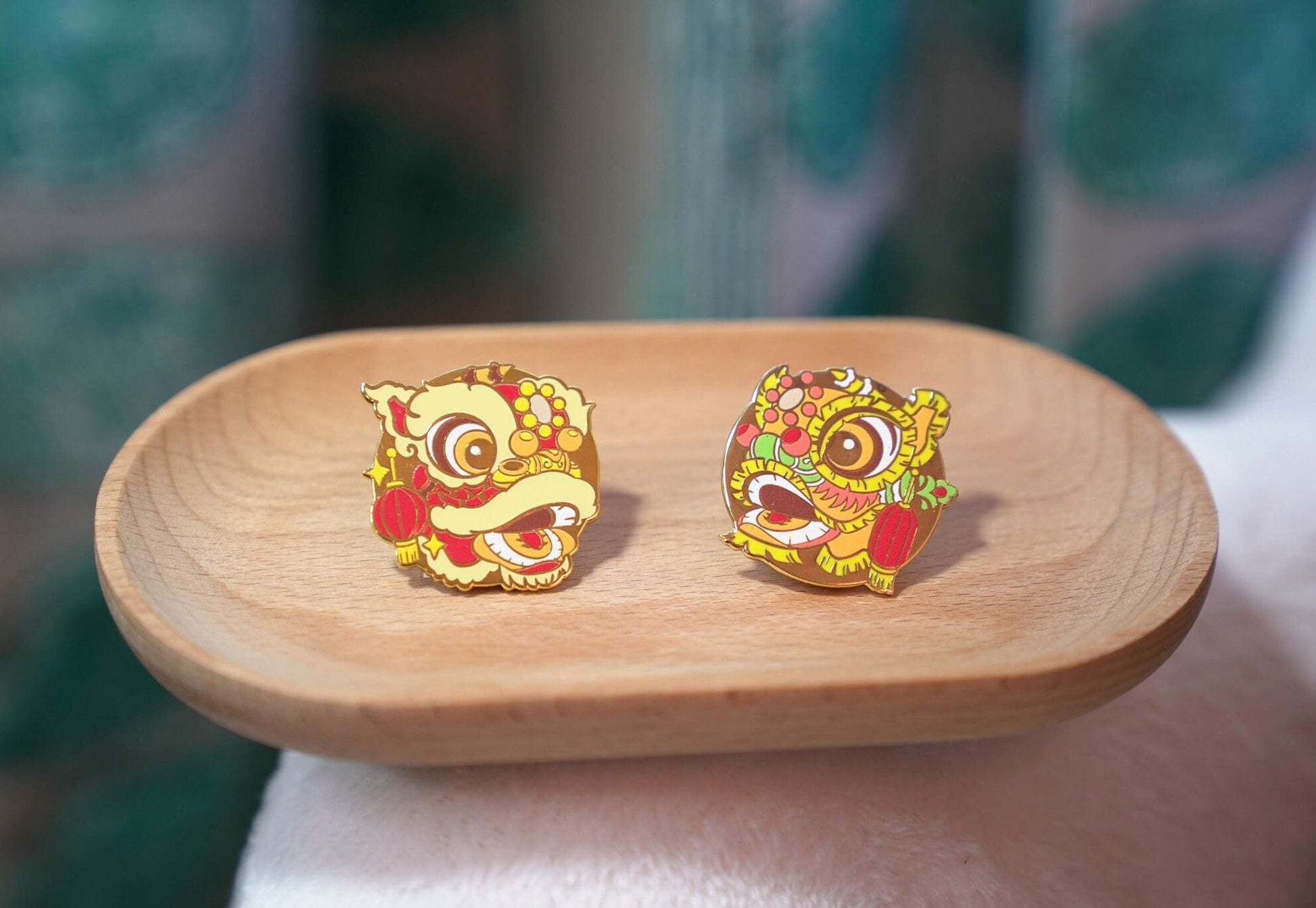 Lion Dance Enamel Pin, Chinese Lion brooch, Bristle Fut San Lion Pin, Fierce Awakening Lion