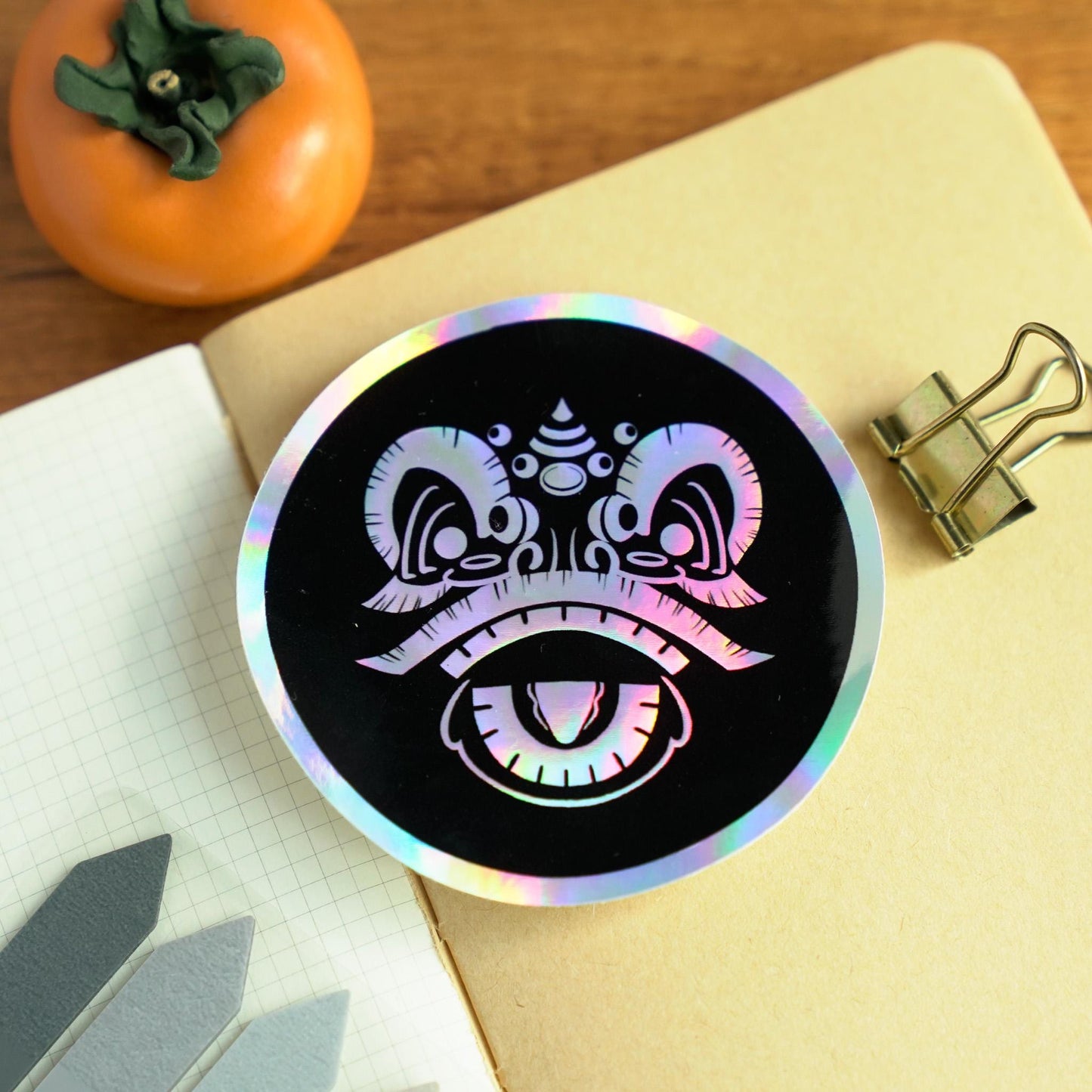 Lion Dance Holographic Sticker, Lion Dance Sticker, Chinese Lion Sticker, Chinese New Year Sticker, Lunar New Year Sticker