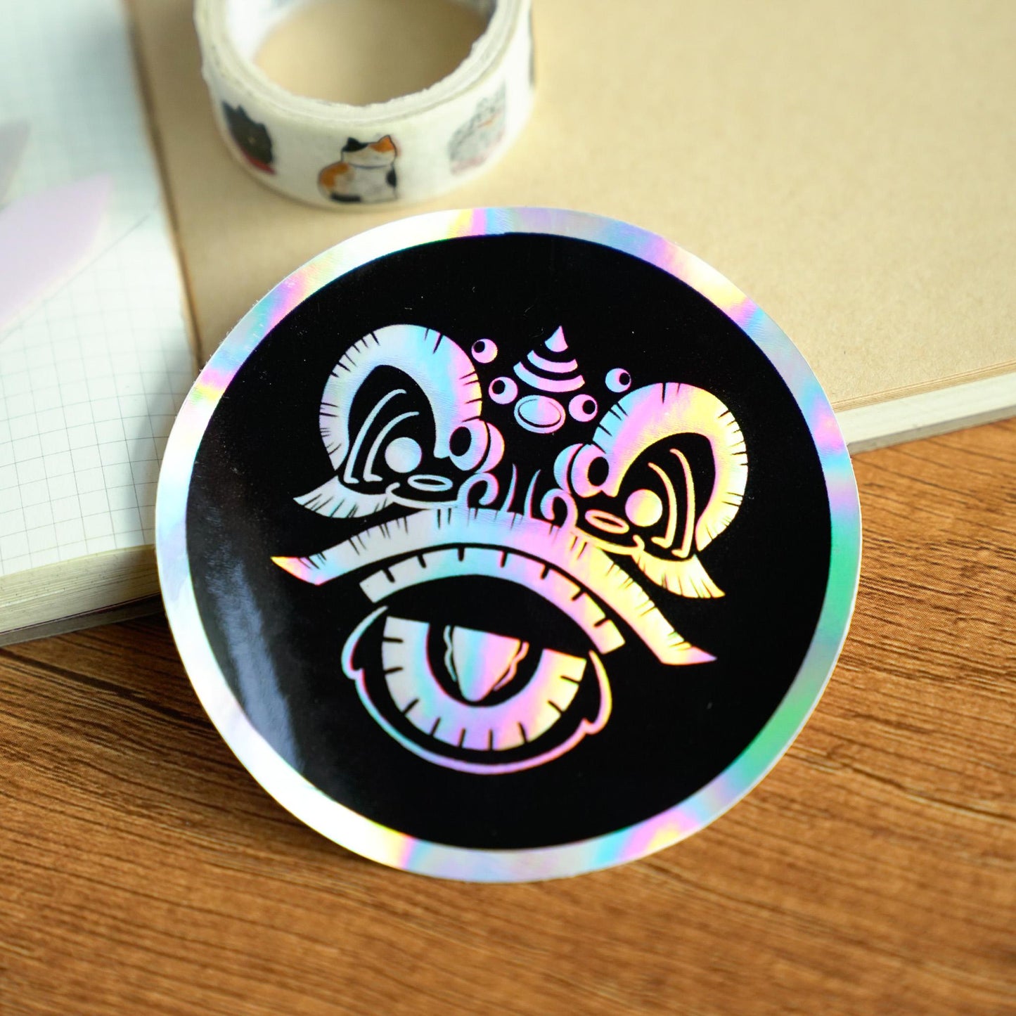 Lion Dance Holographic Sticker, Lion Dance Sticker, Chinese Lion Sticker, Chinese New Year Sticker, Lunar New Year Sticker