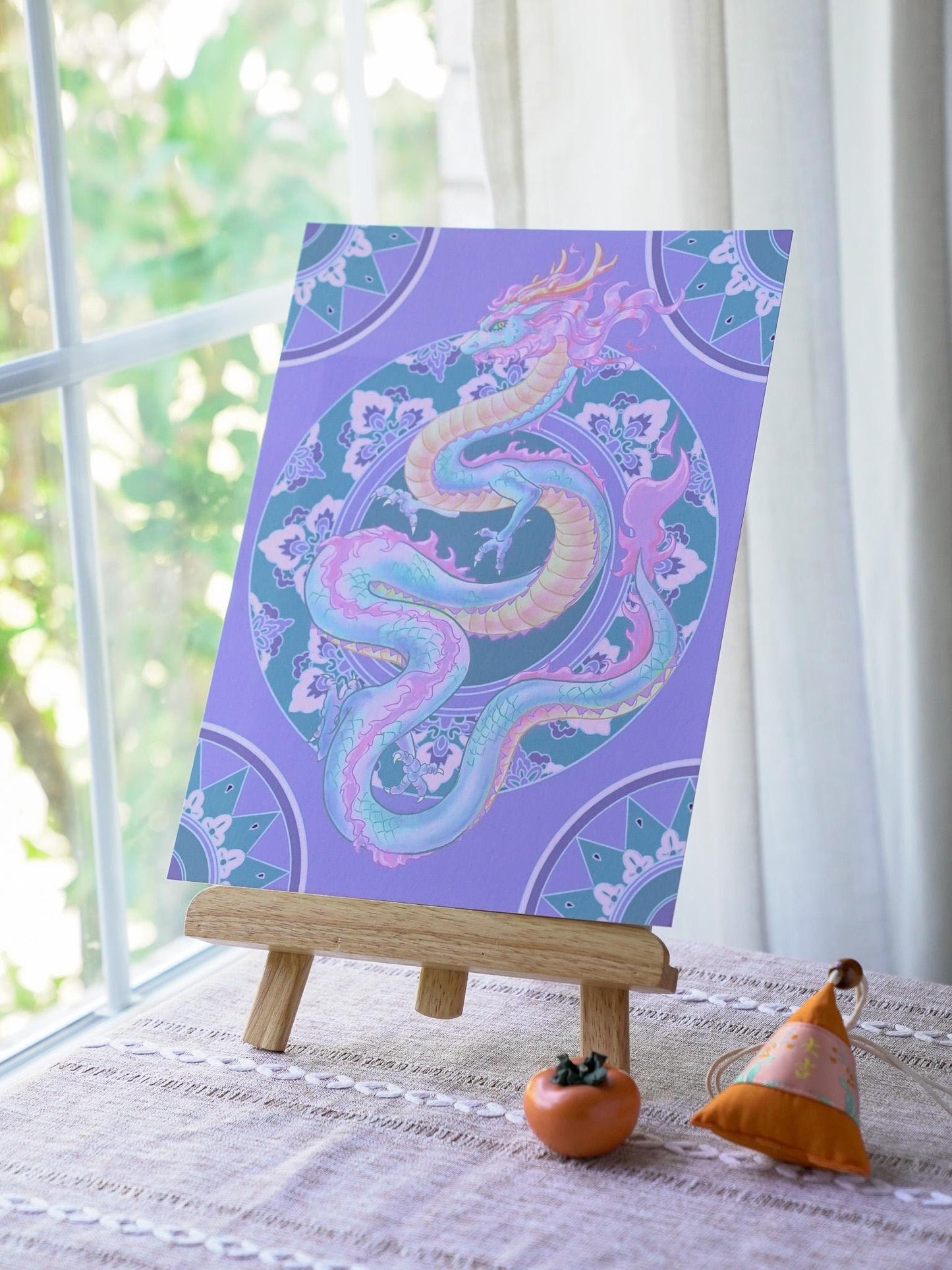 Purple Dragon Art Print - Year of the Dragon Digital Print, Lunar New Year Dragon Illustration