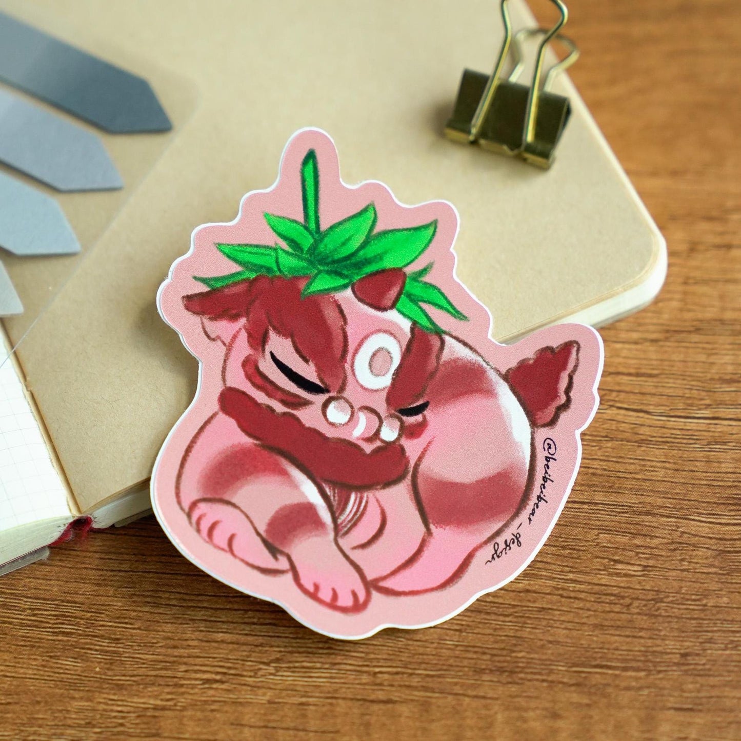 Cute Lion Dance Sticker, Strawberry Lion Sticker, Chinese Lion Dance Sticker, Chinese New Year Sticker, Lunar New Year Sticker