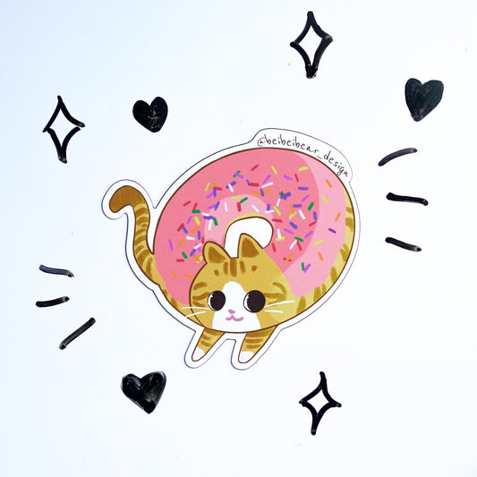 Donut Cat Magnet, Orange Tabby Cat, Cute Cat Magnet, Pink Donut Magnet, Orange Cat, Funny Cat, Fridge Magnet, Cute Gift, Cat Lover Gift