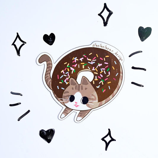 Donut Cat Magnet, Cute Cat magnet, Brown Tabby Cat, Cute Magnet, Funny Cat Magnet, Fridge Magnet, Refrigerator Magnet, Cat Lover Gift,