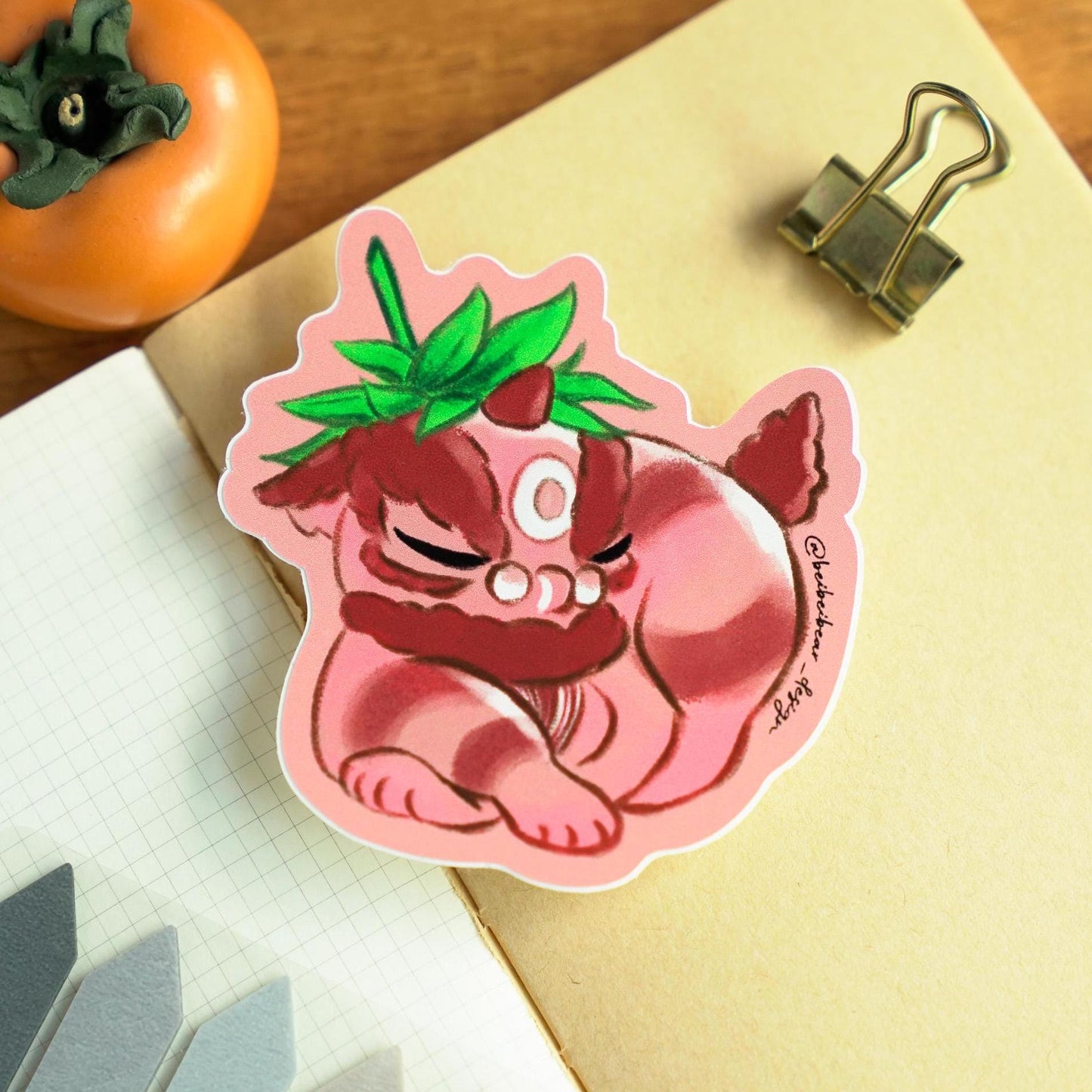 Cute Lion Dance Sticker, Strawberry Lion Sticker, Chinese Lion Dance Sticker, Chinese New Year Sticker, Lunar New Year Sticker