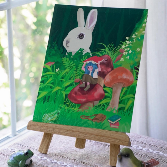 Small Girl Big Rabbit Print