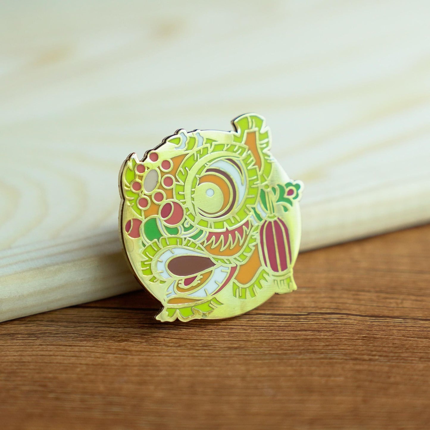 Lion Dance Enamel Pin, Chinese Lion brooch, Bristle Fut San Lion Pin, Fierce Awakening Lion