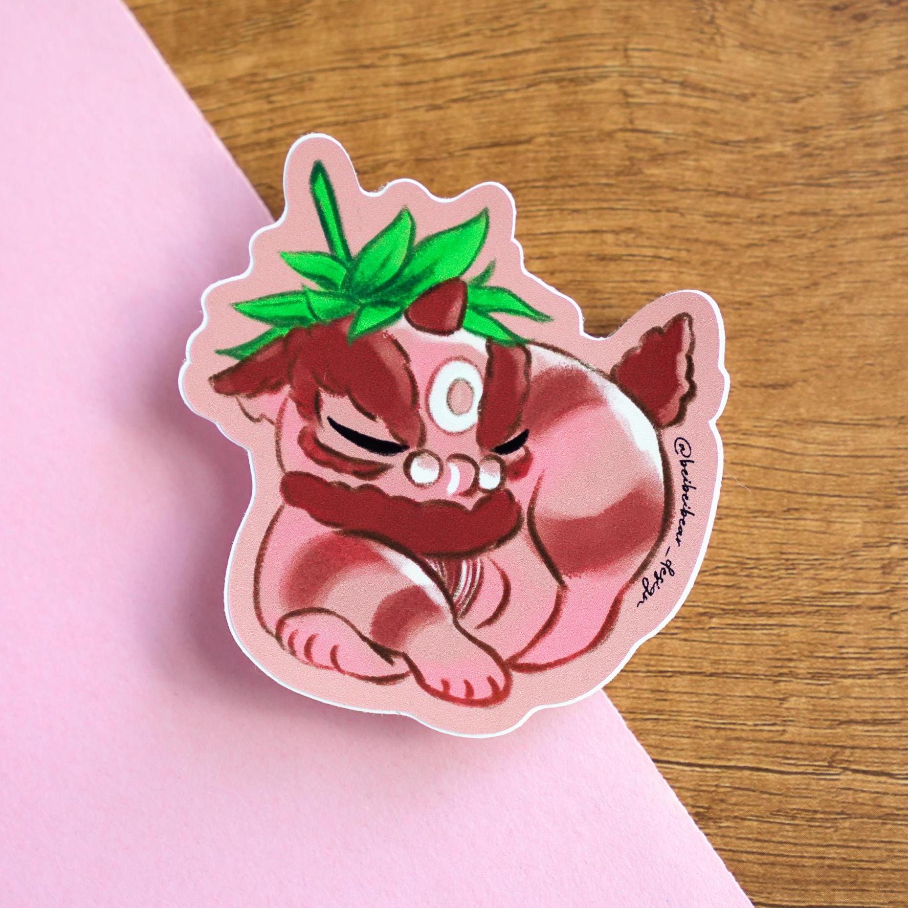 Cute Lion Dance Sticker, Strawberry Lion Sticker, Chinese Lion Dance Sticker, Chinese New Year Sticker, Lunar New Year Sticker