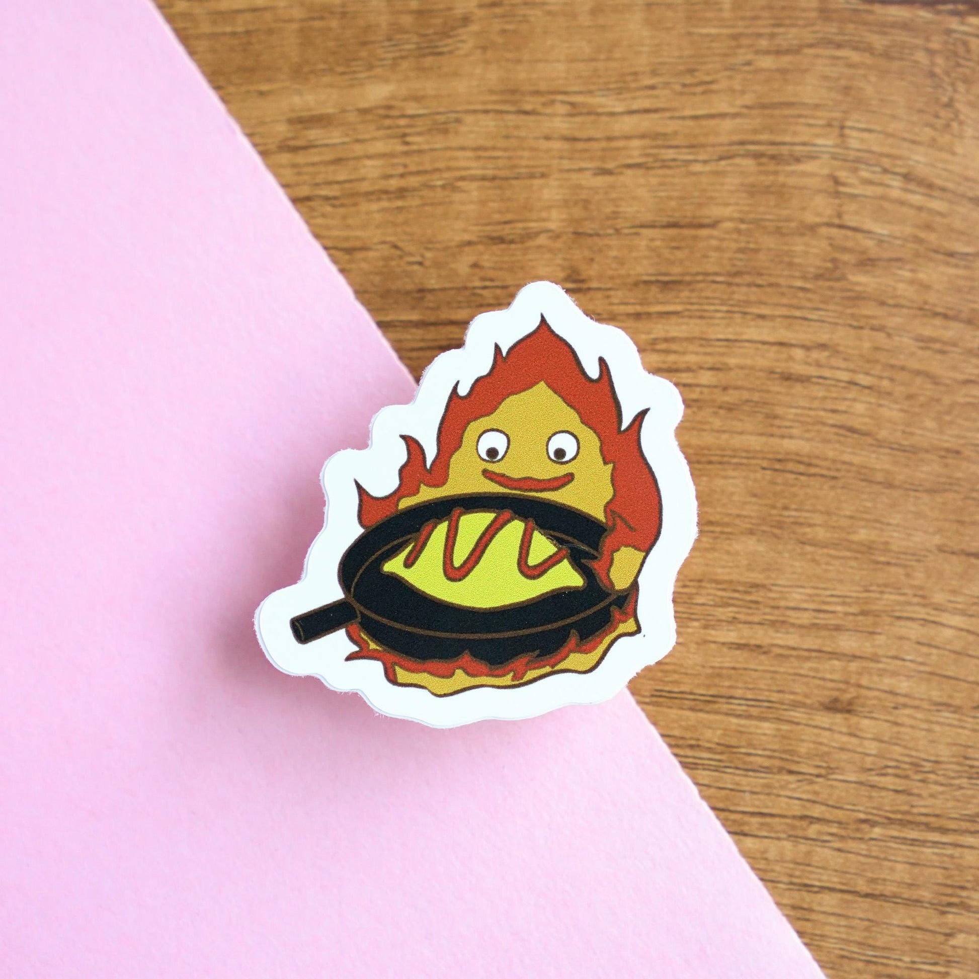 Calcifer Flame Spirit Sticker, Studio Ghibli Howl's Moving Castle Decal, Calcifer with Omurice