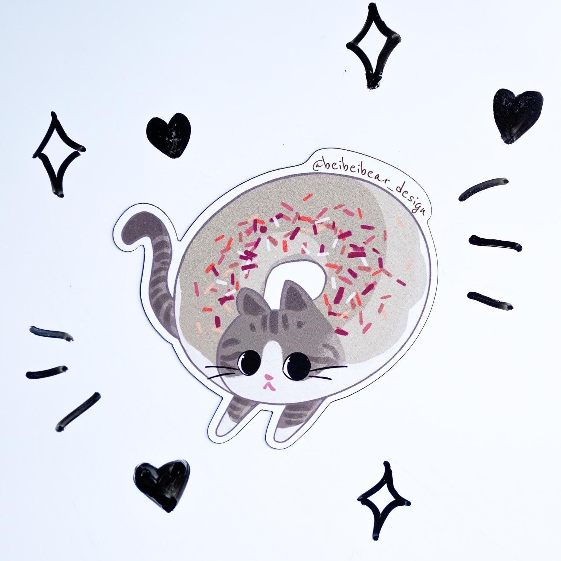 Donut Cat Magnet, Tabby Cat, Grey Cat, Cute Magnet, Funny Cat Magnet, Fridge Magnet, Refrigerator Magnet, Cute Gift, Cat Lover Gift