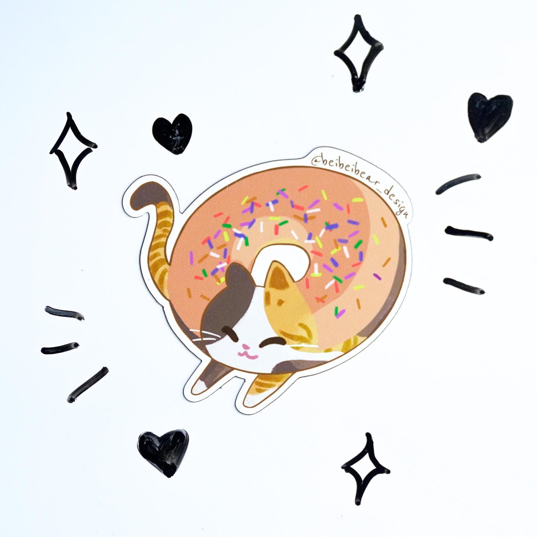 Donut Cat Magnet, Calico Cat, Tricolor Cat, Tortoiseshell and White Cat Magnet, Funny Cat Magnet, Fridge Magnet, Cute Gift, Cat Lover Gift